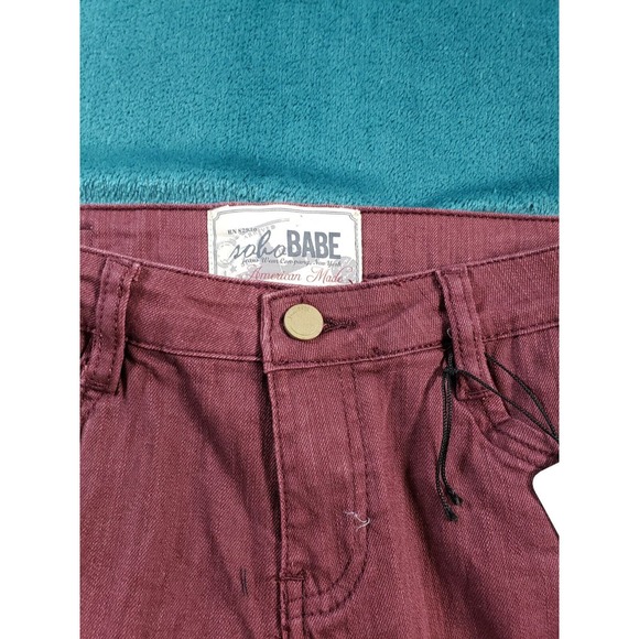 Soho Babe Jeans Sz 7 Womens Red Mid Rise Skinny Distressed Stretch Ladies NWT - Picture 7 of 14